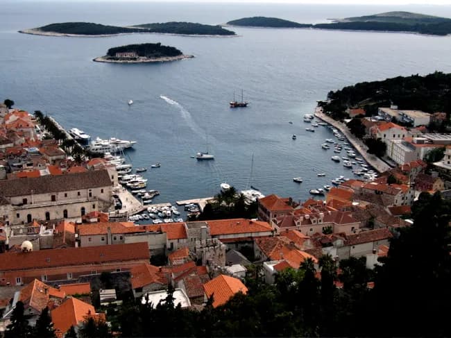 Harbor view over Hvar Town and the Pakleni Islands