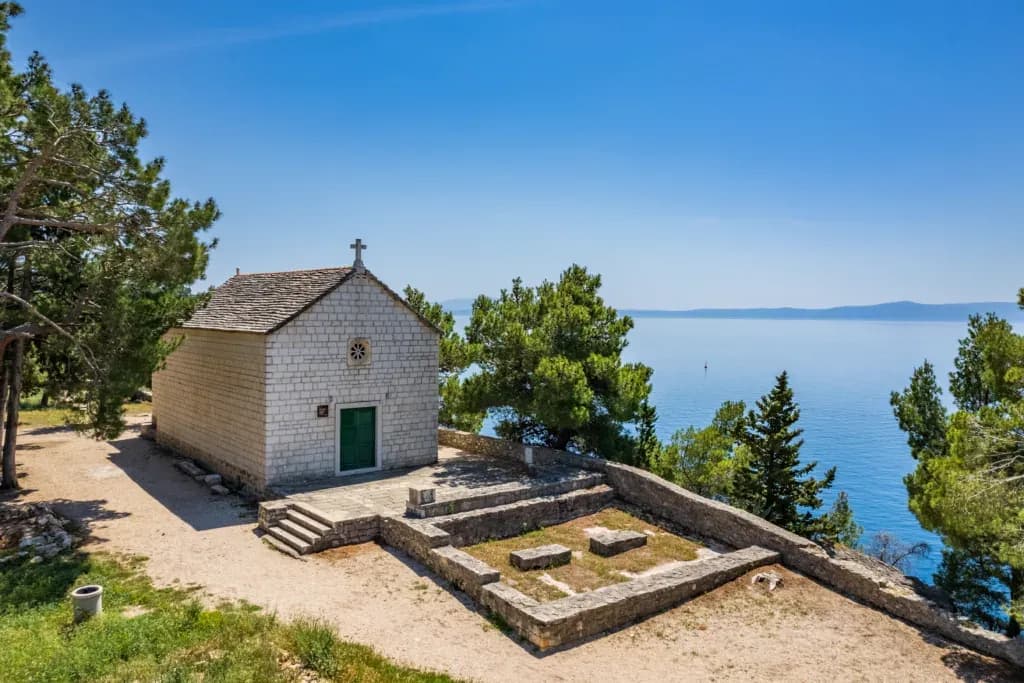 Makarska on the Adriatic coast with Biokovo mountain above the town