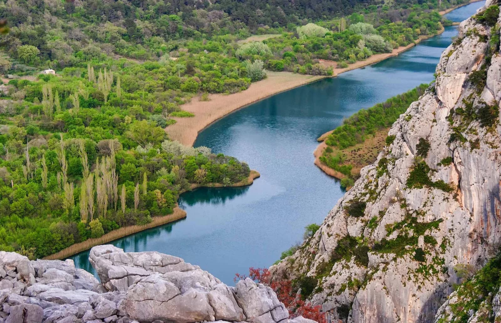 Wide view over the Cetina canyon above Omis